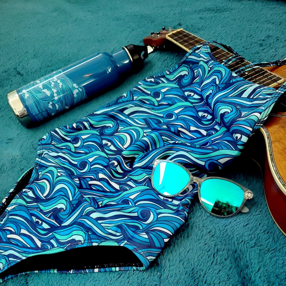 ♻️ Psychedelic Wave Life One-Piece Swim Suit